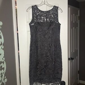 Adrianna Papell slate gray lace dress size 4